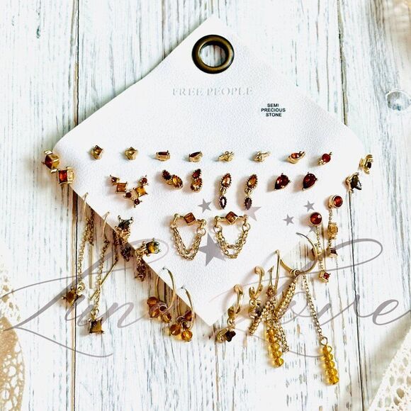 FREE PEOPLE Set For Life Stud Earring Set In Amber NWT - Picture 3 of 6